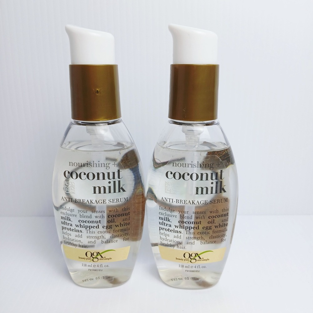OGX Nourishing Coconut Milk Anti-Breakage Serum 4oz Lot of 2 Bottles F9100801EU